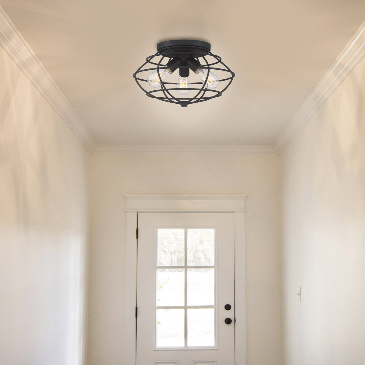 Jax 3 Light 15 inch Matte Black Flushmount Ceiling Light